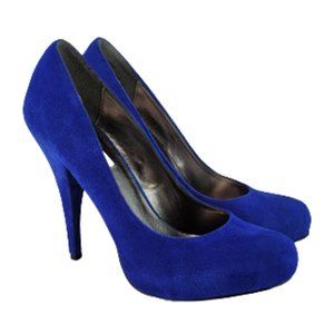 Steve Madden Trinitie Blue Suede Hidden Platform Stiletto Heel Shoes Sz 8.5